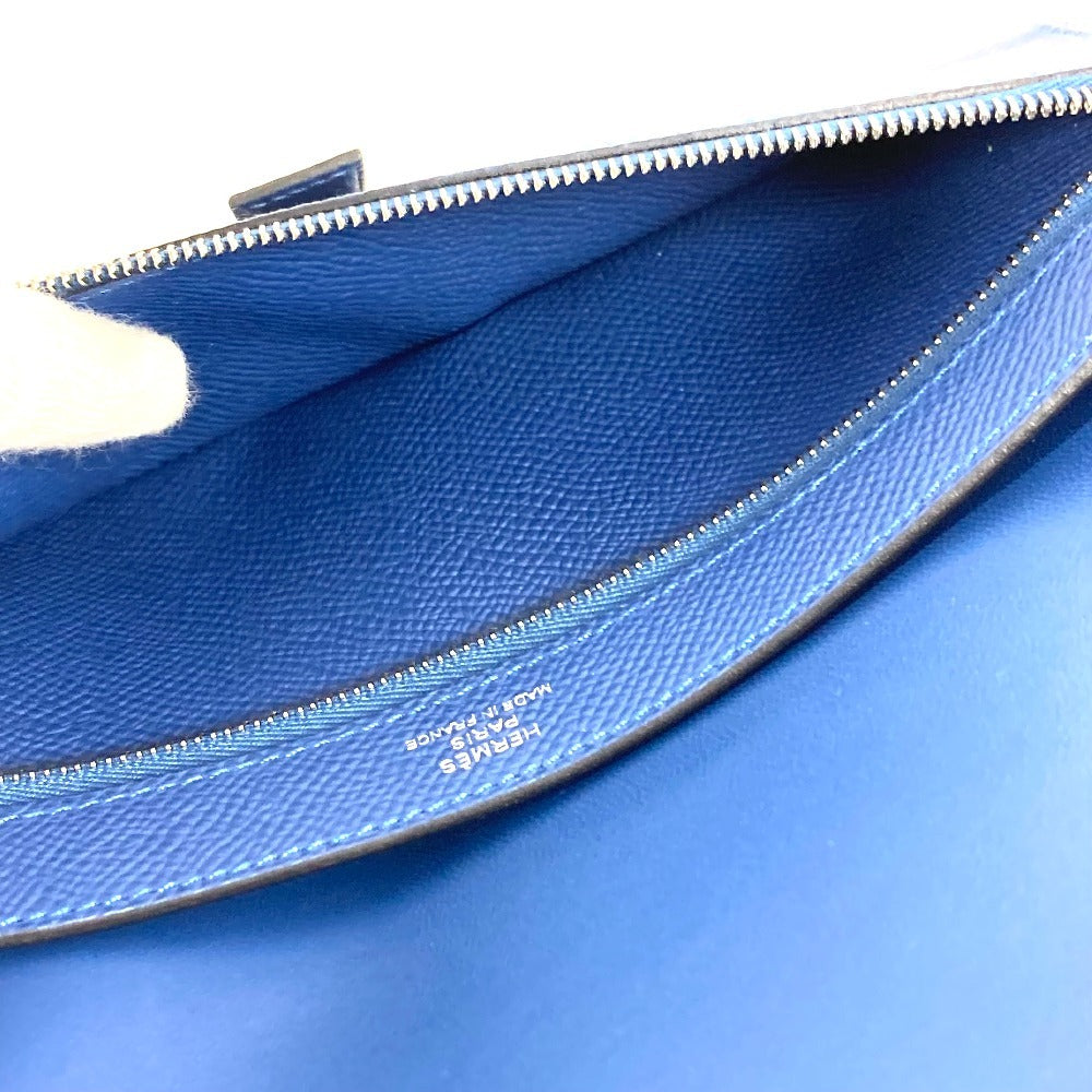 HERMES ニュー・Hパッサン・トゥタンマン Hロゴ ロングウォレット クラッチバッグ カバン 長財布 エプソン ユニセックス ディープブルー ブルー