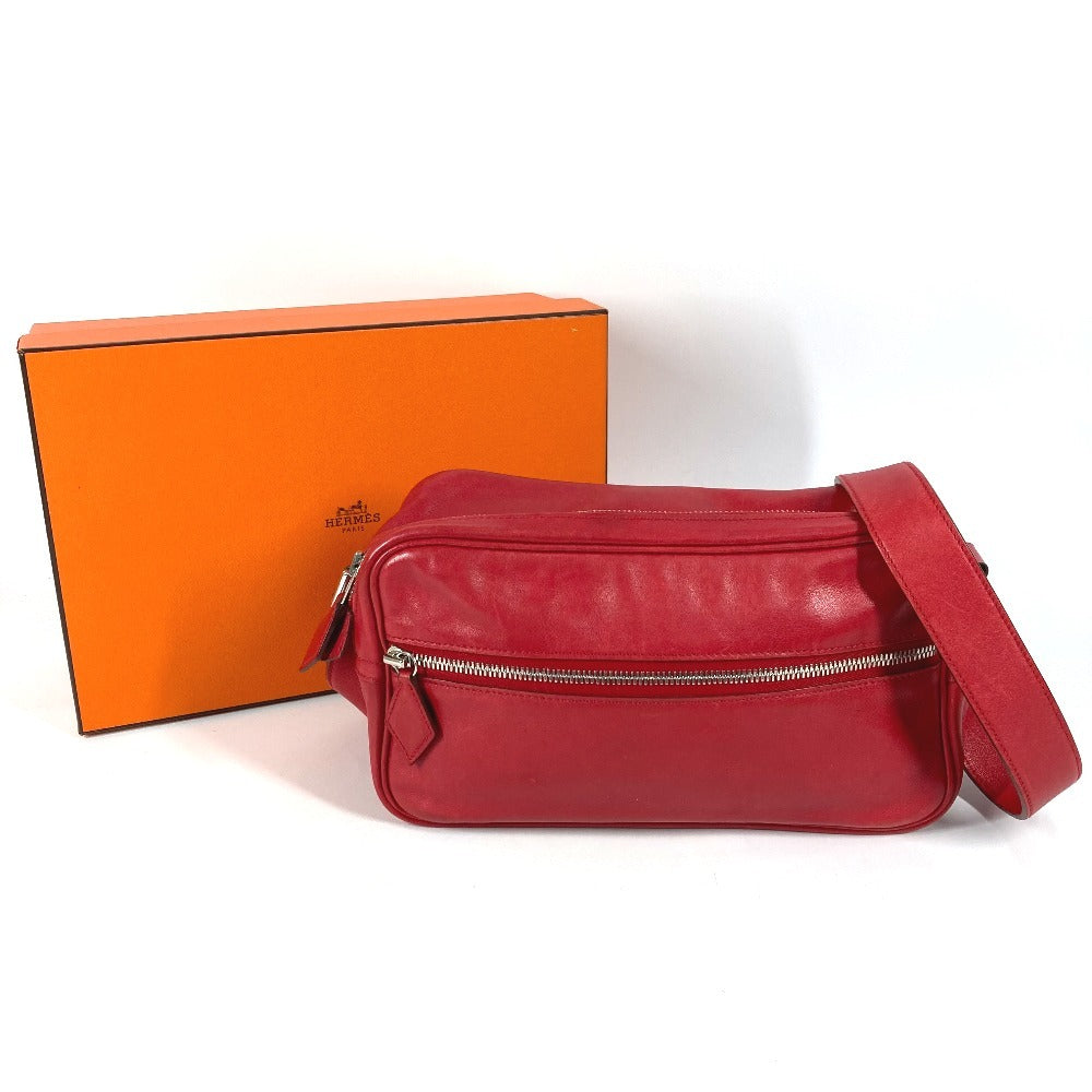 HERMES Vingt Quatre PM Crossbody Pochette Shoulder Bag in Leather, Unisex, Red