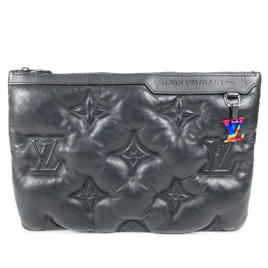 LOUIS VUITTON M68775 LV2054 Virgil Abloh A4 Pochette, Pouch, Second Bag, Cushion Clutch Bag, Lambskin, Unisex, Noir Black