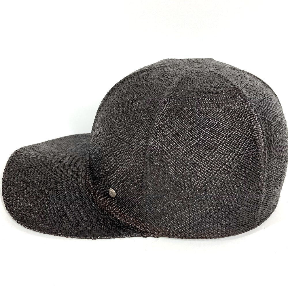 HERMES セリエ ロゴ 帽子 キャップ帽 ベースボール キャップ ストロー レディース ブラック