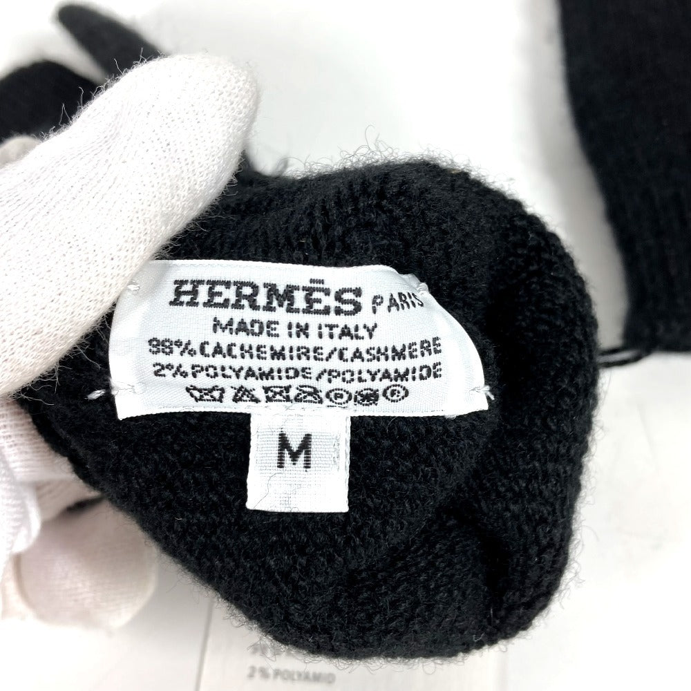 HERMES スタッズ メドール アクセサリー グローブ 手袋 カシミヤ レディース ブラック