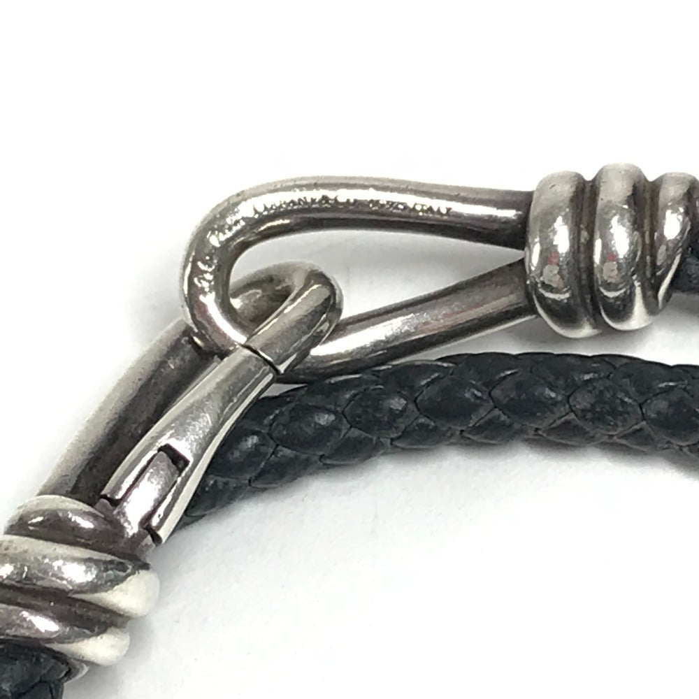 TIFFANY&Co. 編込みレザー ノットダブルレイドラップ アクセサリー ジュエリー 2重ブレス ブレスレット レザー ユニセックス ダークグレー系
