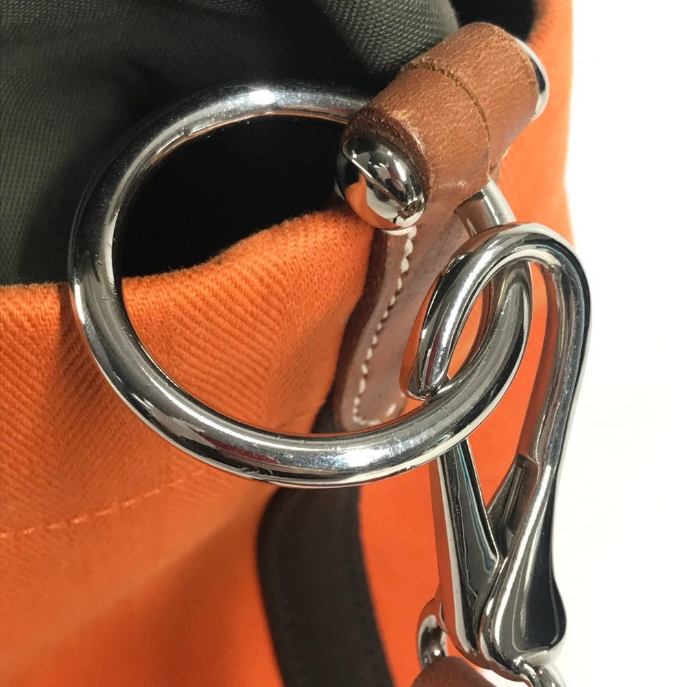 HERMES Sac de Pansage crossbody bucket-shaped shoulder bag with pouch, cotton, unisex, orange