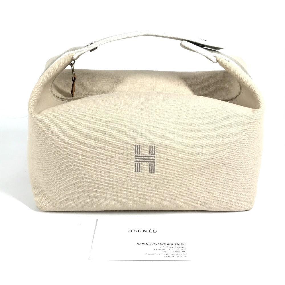 HERMES ブリッドアブラックGM ブリッドアブラック GM カバン ポーチ バニティバッグ Hロゴ ハンドバッグ コットン ユニセックス ベージュ