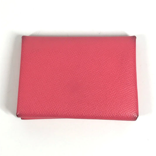 HERMES 名刺入れ パスケース カルヴィデュオ カルヴィ デュオ カードケース 小銭入れ コインケース 2つ折り財布 エプソン ユニセックス ローズアザレ ピンク