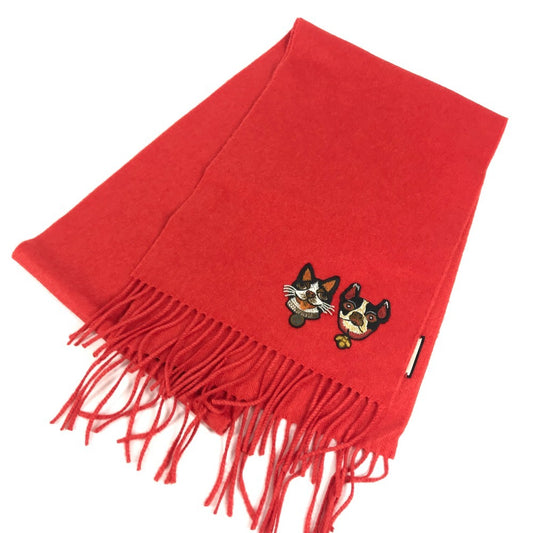 GUCCI フリンジ BOSCO ボスコ 犬 ワンちゃん ドッグ マフラー カシミヤ レディース レッド