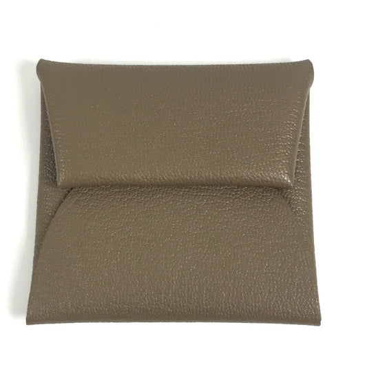 HERMES バスティア 財布 小銭入れ スクエア コインケース シェーブル ユニセックス エトゥープ グレー