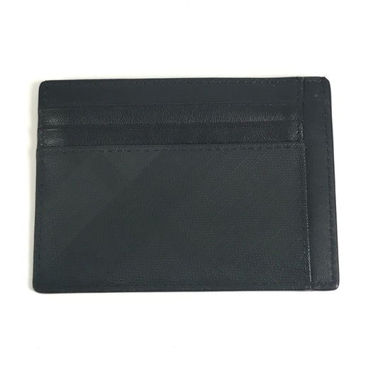 BURBERRY Check Business Card Holder, Pass Case, Card Case, PVC/Leather, Unisex, Black