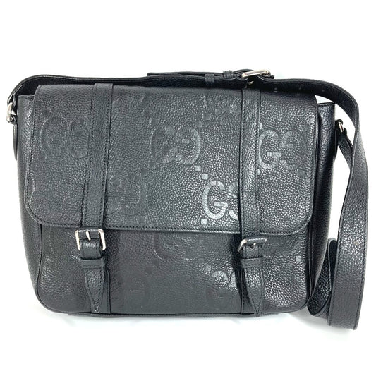 GUCCI 760234 GG JUMBO MD Jumbo GG Medium Messenger Bag, Crossbody Shoulder Bag, Leather, Unisex, Black