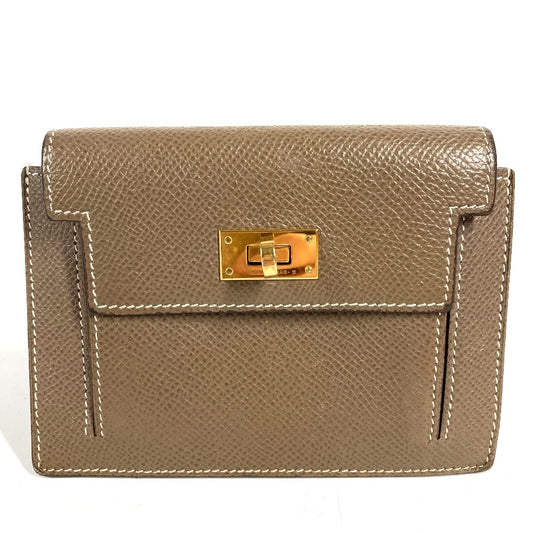 HERMES H Logo Kelly Pocket Compact Wallet/Coin Purse, Epson, Unisex, Etoupe, Gray