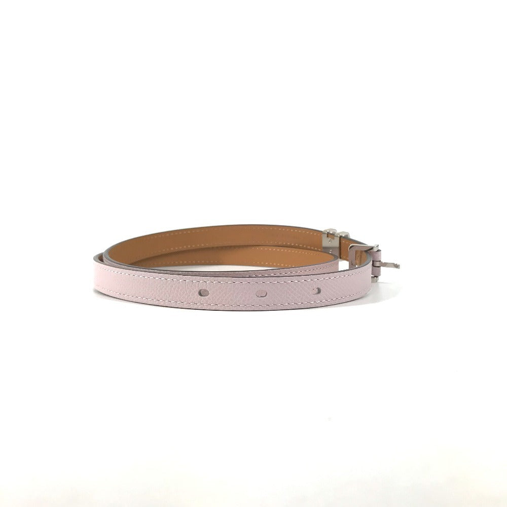 HERMES Pop Ash H Logo Buckle Belt, Thin Leather Belt, Women's, Mauve Pale Pink