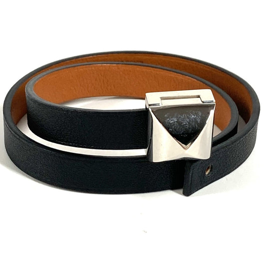 HERMES Medor Infinie Double Tour Bracelet, Double-Layer Leather Bracelet, Unisex, Black