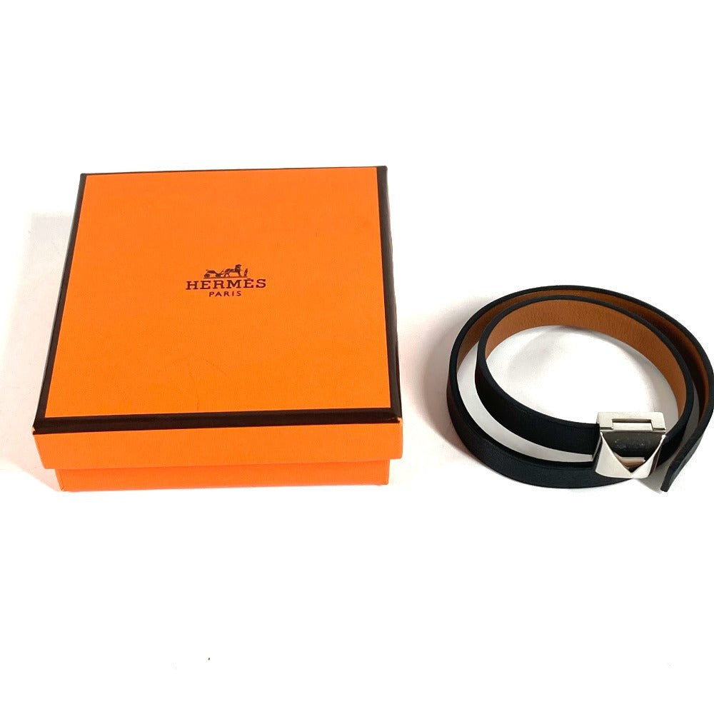 HERMES Medor Infinie Double Tour Bracelet, Double-Layer Leather Bracelet, Unisex, Black
