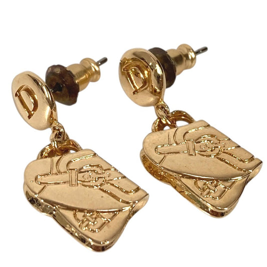 Dior サドルバッグ ロゴ アクセサリー ピアス メタル ユニセックス ゴールド