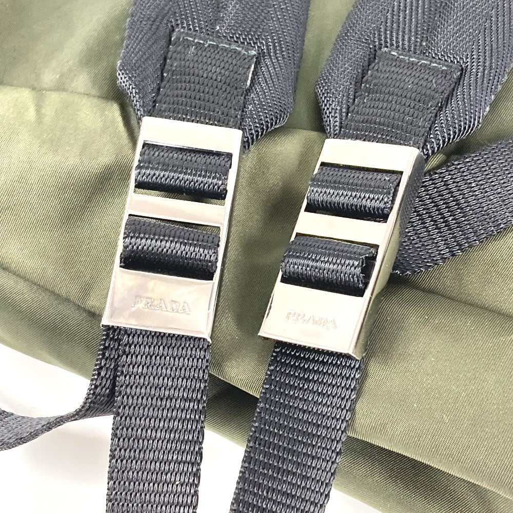 PRADA トライアングルロゴ 三角ロゴ プレート カバン バックパック リュックサック ナイロン ユニセックス カーキ