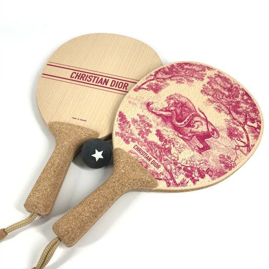 Dior トワルドゥジュイ ビーチラケット セット ラケット×2 ボール スポーツ インテリア 雑貨 ウッド ユニセックス ピンク