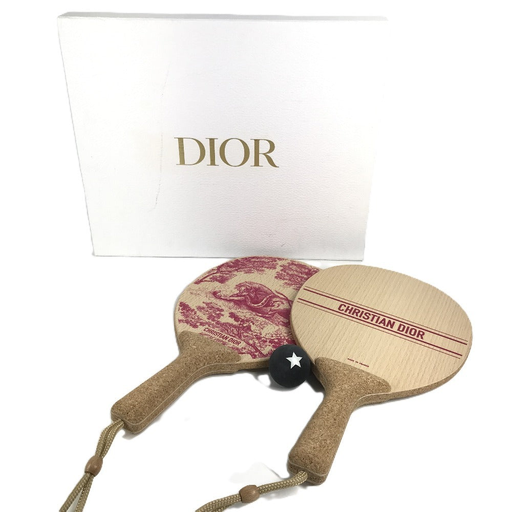 Dior トワルドゥジュイ ビーチラケット セット ラケット×2 ボール スポーツ インテリア 雑貨 ウッド ユニセックス ピンク