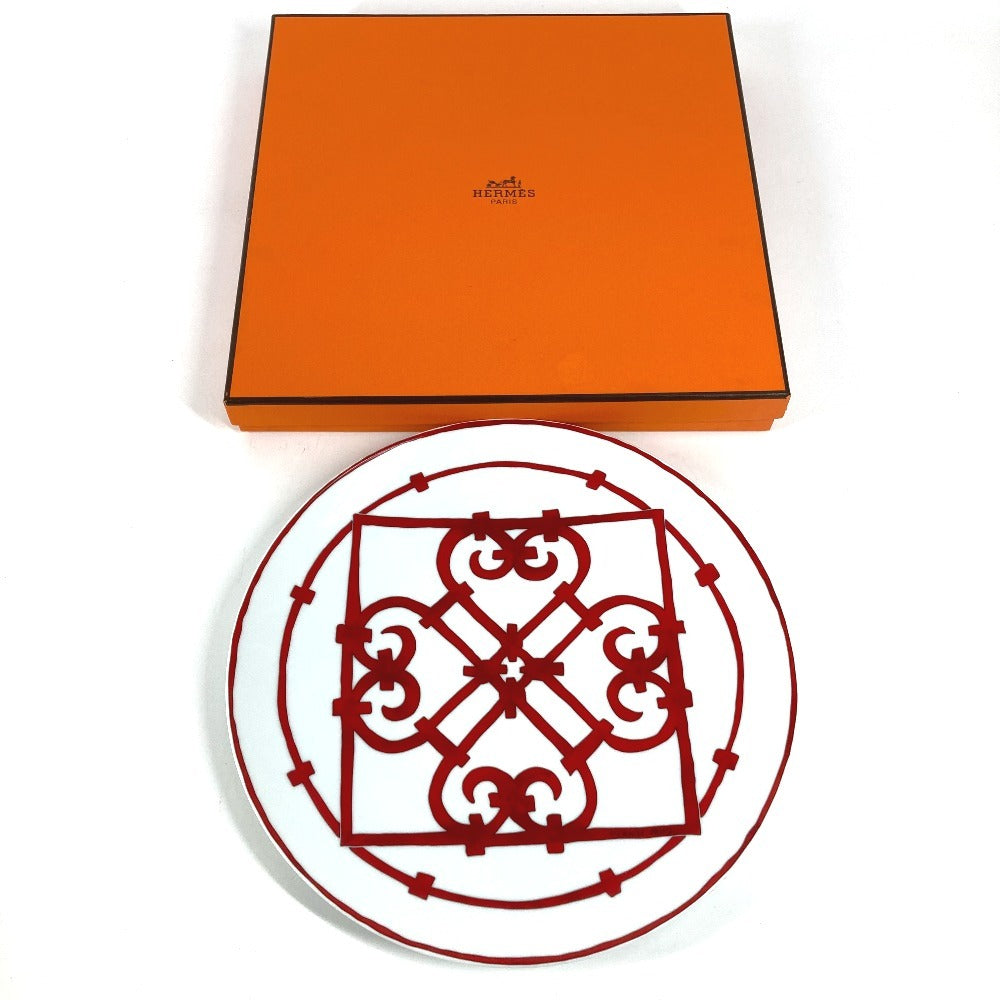 HERMES Guadalquivir 26cm Plate, Dish, Ceramic, Women's, Red