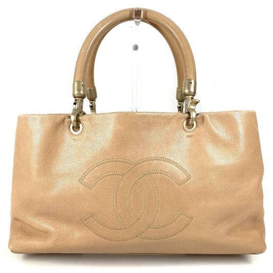CHANEL CC Coco Mark Logo Bag Tote Bag Shoulder Bag Handbag Shoulder Bag Caviar Skin Unisex Beige