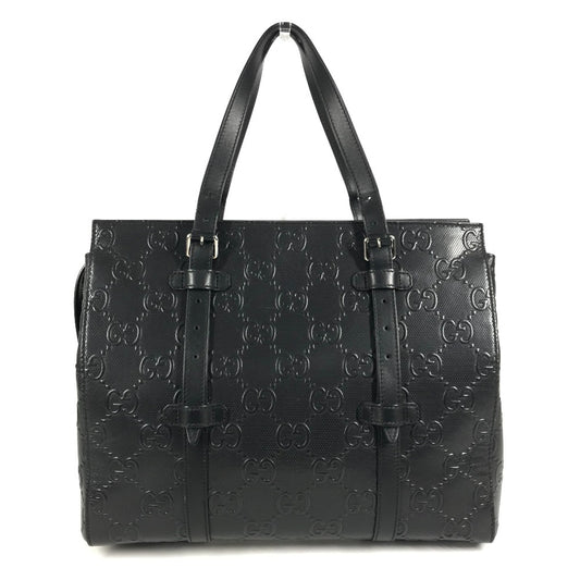 GUCCI 625774 GG エンボス ロゴ カバン トートバッグ 肩掛け ショルダーバッグ レザー ユニセックス ブラック