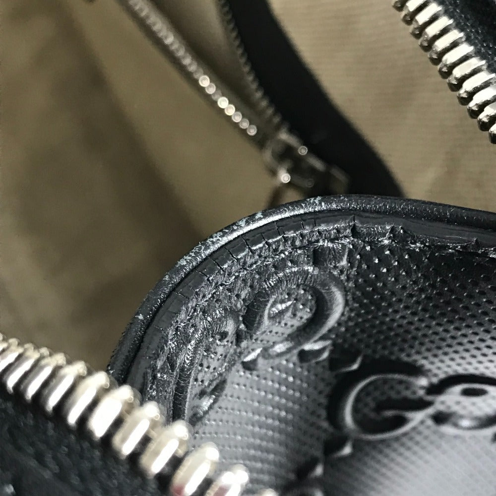 GUCCI 625774 GG Embossed Logo Bag Tote Bag Shoulder Bag Leather Unisex Black