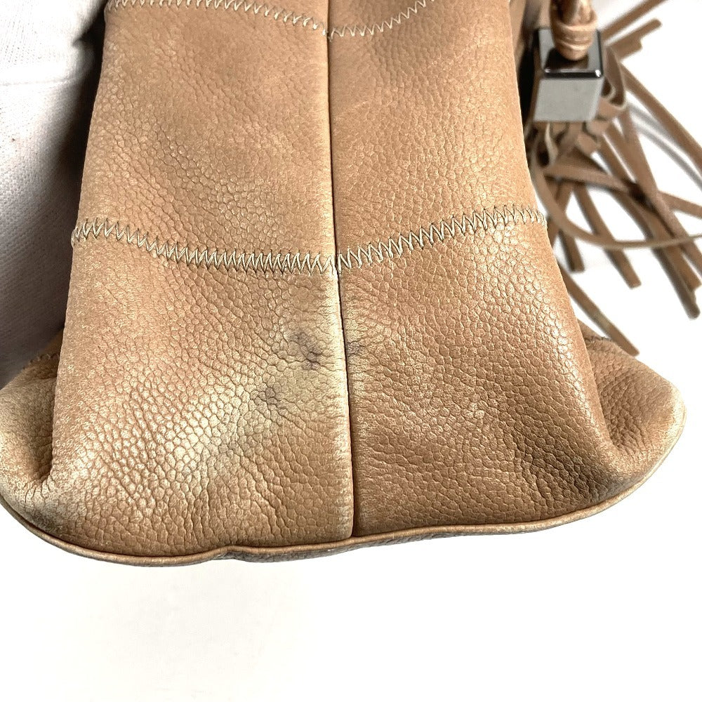 CHANEL Chocolate Bar Logo Fringe Tassel Shoulder Bag for Women, Beige