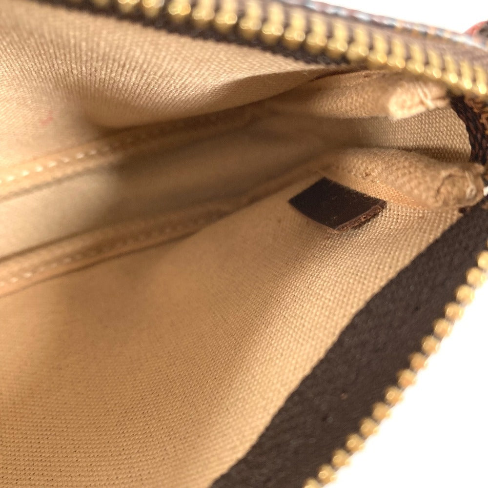 LOUIS VUITTON N41433 Damier Mini Pochette Accessoires กระเป๋าเพาช์ใบเล็กพร้อมสายโซ่ กระเป๋าถือ Damier Canvas Unisex Ebène สีน้ำตาล