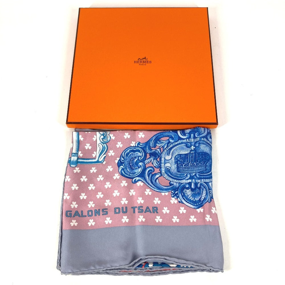 HERMES BOUCLES ET GALONS DU TSAR ツァーリのバックルと飾緒 カレ90 カレ 90 カレウォッシュ スカーフ シルク ユニセックス ピンク系