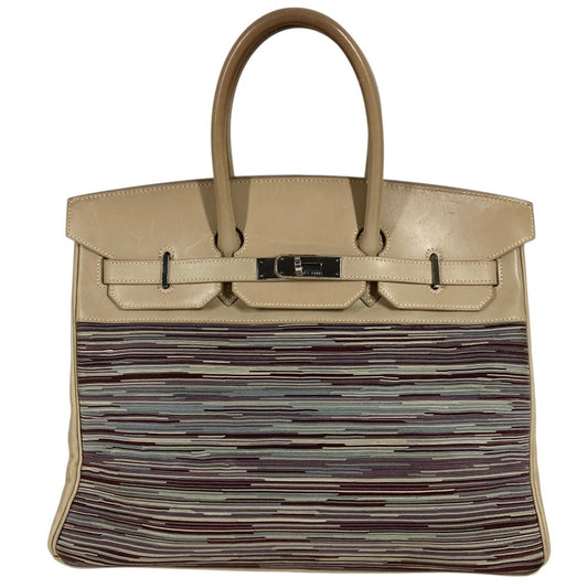 HERMES バーキン35 バーキン 35 カバン トートバッグ ハンドバッグ レザー ユニセックス ホワイト系×マルチカラー