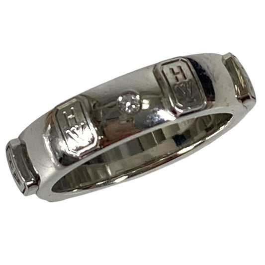 HARRY WINSTON 1P ダイヤ ダイヤモンド HW ロゴ バンド リング アクセサリー ジュエリー 金 K18 18K リング・指輪 Au750 レディース シルバー