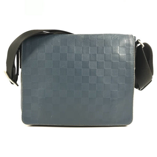 LOUIS VUITTON N41035 ダミエアンフィニ ディストリクトPM ディストリクト PM カバン 斜め掛け フラップ メッセンジャーバッグ バイカラー ショルダーバッグ ダミエアンフィニレザー ユニセックス オリオン ブルー