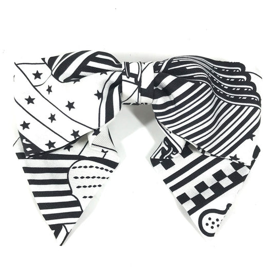 HERMES バレッタ グルネル ジグザグ PM ヘアアクセサリー リボン りぼん バレッタ シルク レディース ホワイト