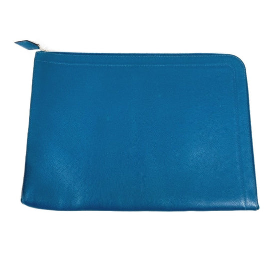 HERMES L字ファスナー ジップコンピューター カバン セカンドバッグ クラッチバッグ エバーカラー ユニセックス ブルードガリス ブルー