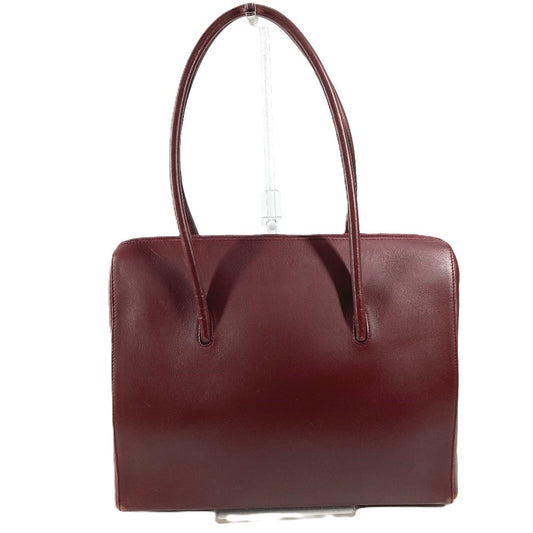 CARTIER マストライン ロゴ カバン 肩掛け トートバッグ ビジネスバッグ ショルダーバッグ レザー ユニセックス ワインレッド