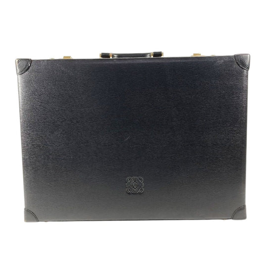 LOEWE Vintage Logo Anagram Attache Case Bag Tote Bag Business Bag BOX Handbag Leather Women's Black
