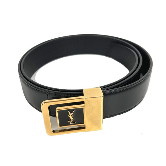 SAINT LAURENT PARIS 732556 Logo LA 66 Buckle Belt Accessories Belts Leather Women's Black