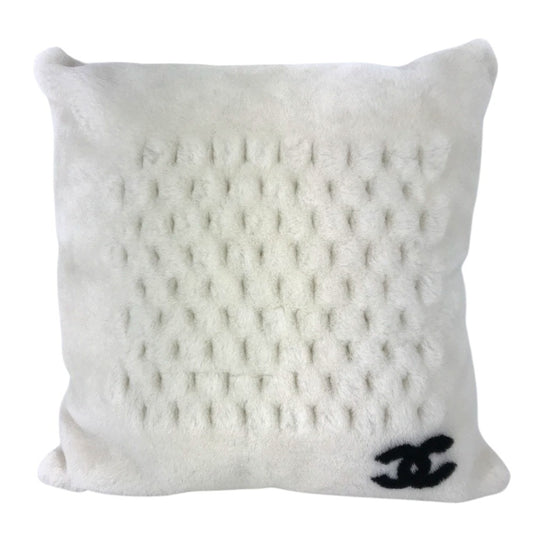 CHANEL G22 CC ココマーク ロゴ ファー ピロー 枕 インテリア クッション シアリング レディース ホワイト