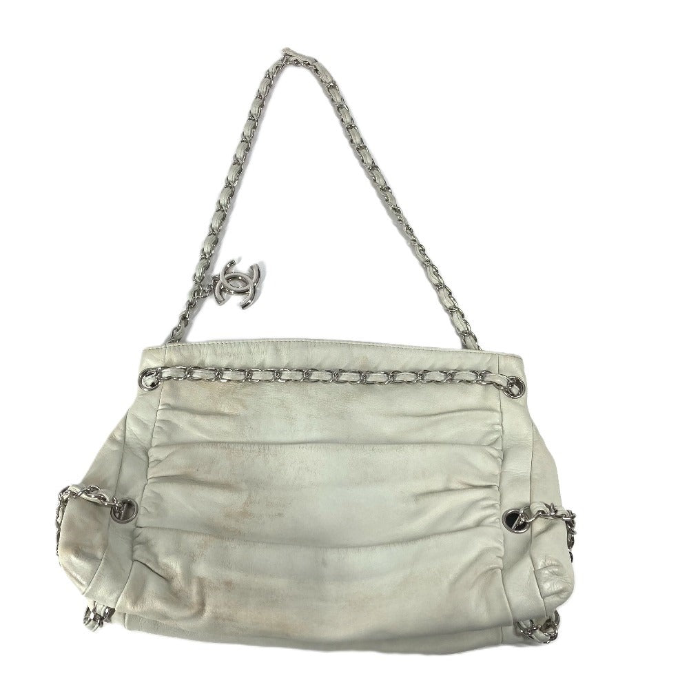 CHANEL W Chain CC Coco Mark Logo Charm Bag Chain Bag Tote Bag Shoulder Bag Leather Unisex White