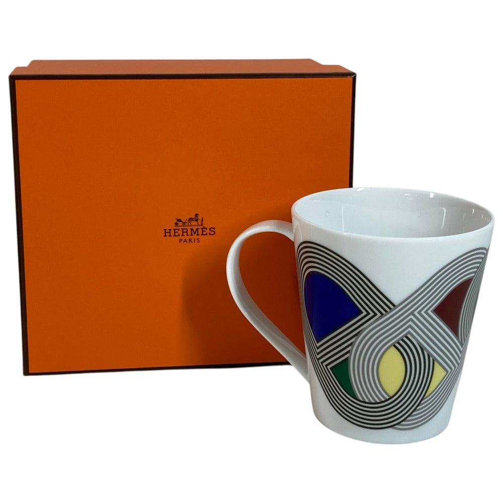HERMES Mug Rallye 24 Rally 24 Cup Tableware Interior Mug Ceramic Unisex White