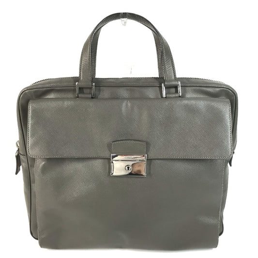 PRADA Business Bag, Document Bag, Tote Bag, Briefcase, Handbag, Saffiano Leather, Unisex, Grey
