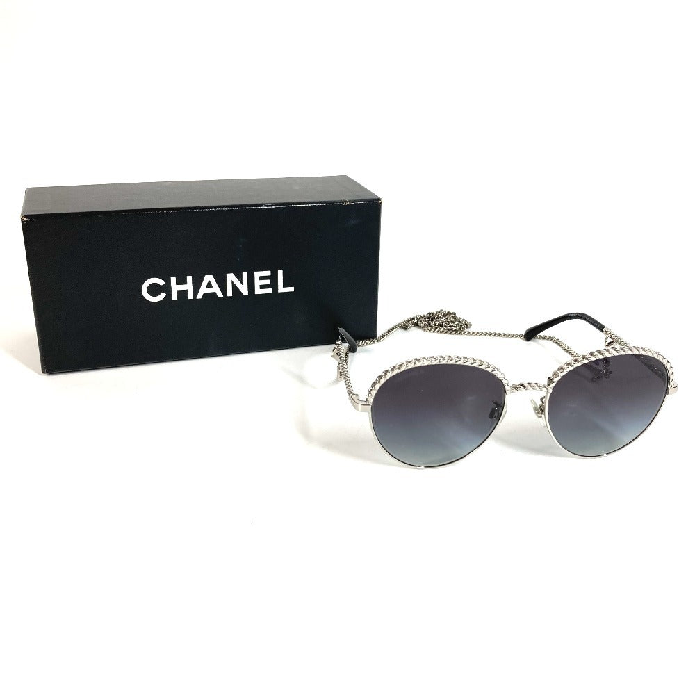 CHANEL 4242 CC Logo Coco Mark Eyeglasses with Chain, Eyewear, Sunglasses, Metal, Women's, Black