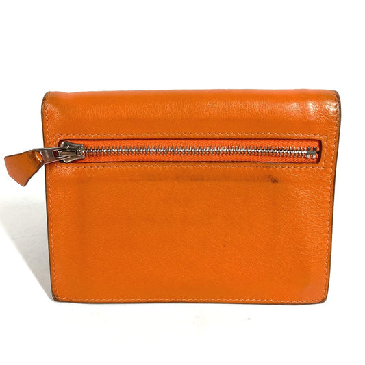 HERMES Zipzak Compact Wallet Bi-fold Swift Unisex Orange