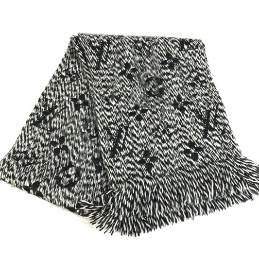 LOUIS VUITTON M70423 Fringe Echarpe Logomania Mix Scarf Accessory Muffler Wool Unisex Black