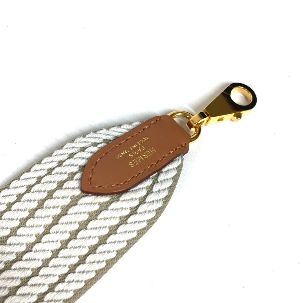 HERMES Bandouliere Sangles Cordage Accessory Shoulder Strap Leather/Canvas Unisex Barriere/Grain/Gold White