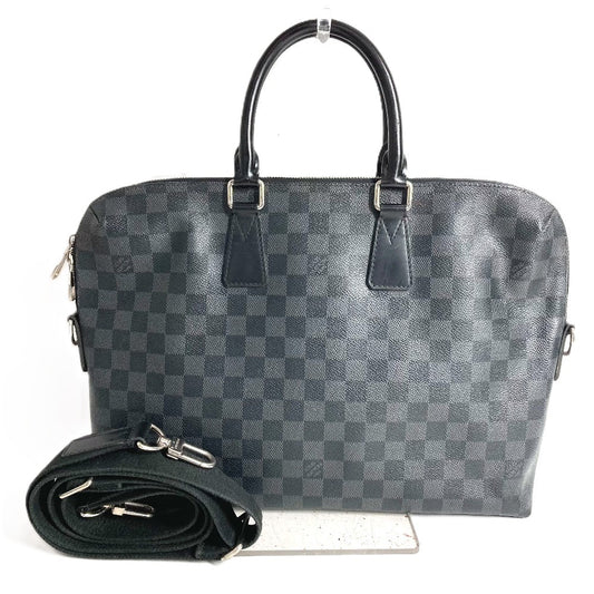LOUIS VUITTON N48224 Damier Graphite Port Document Jour PDJ Bag Briefcase Handbag Document Bag Business Bag Damier Graphite Canvas Men's Black