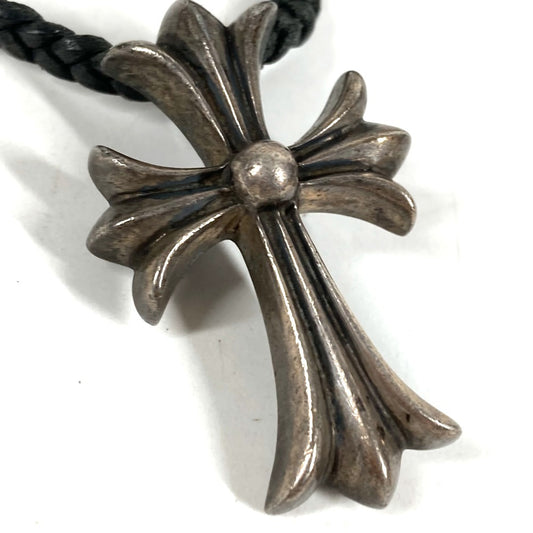CHROME HEARTS スモールクロス レザー ブレイド 革紐 アクセサリー ネックレス SV925 ユニセックス シルバー