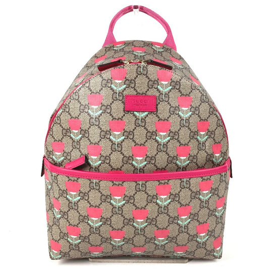 GUCCI 782708 キムスンヨン GGスプリーム ロゴ フラワー 花 チューリップ カバン バックパック リュックサック GGスプリームキャンバス キッズ ベージュ