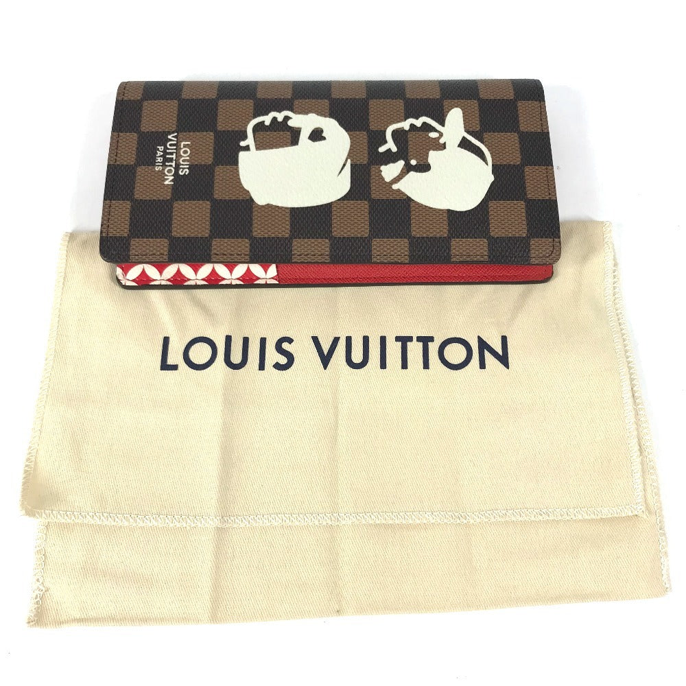 LOUIS VUITTON N40780 ダミエフレンドシップ NIGO ニゴ コラボ ポルトフォイユ・ブラザ ロングウォレット 2つ折り 長財布 ダミエキャンバス ユニセックス エベヌ ブラウン