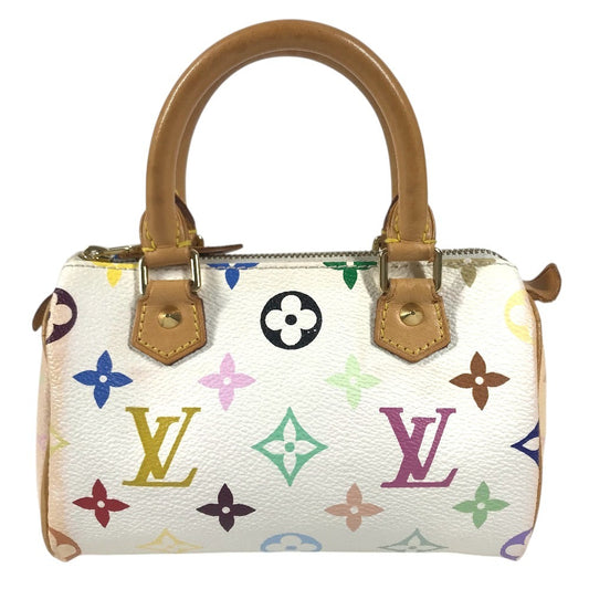 LOUIS VUITTON M92645 Monogram Multicolore Mini Speedy กระเป๋าบอสตันใบเล็ก กระเป๋าถือ กระเป๋าผ้าแคนวาสลาย Monogram Multicolore สำหรับผู้หญิง สีขาว/บรอนซ์