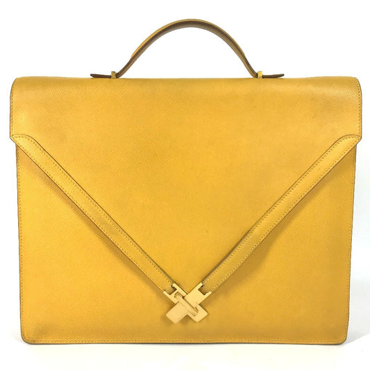 HERMES ヴィンテージ ケリークロス カバン ハンドバッグ 書類バッグ ブリーフケース ビジネスバッグ クシュベル ユニセックス ジョーヌ イエロー